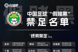 足壇假賭黑第三批處罰名單：丁勇、曹陽、陳俊吉等17人終身禁足！