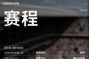 法網(wǎng)男單首日賽程：德約科維奇vs佩里卡爾、黃澤林vs布洛克斯