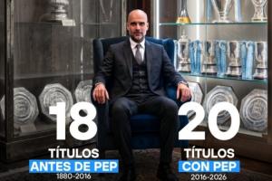 藍(lán)月教父！瓜迪奧拉上任前曼城136年奪18冠，瓜帥執(zhí)教10年奪20冠